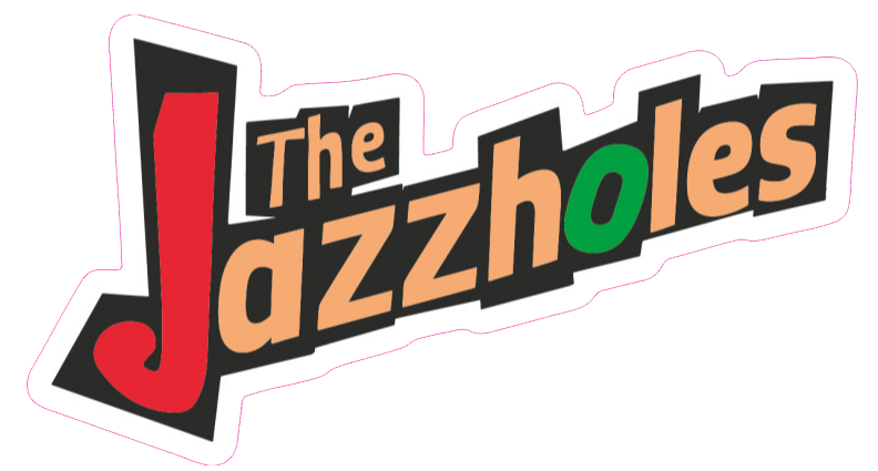 The Jazzholes värilogo-tarra kitaran päällä